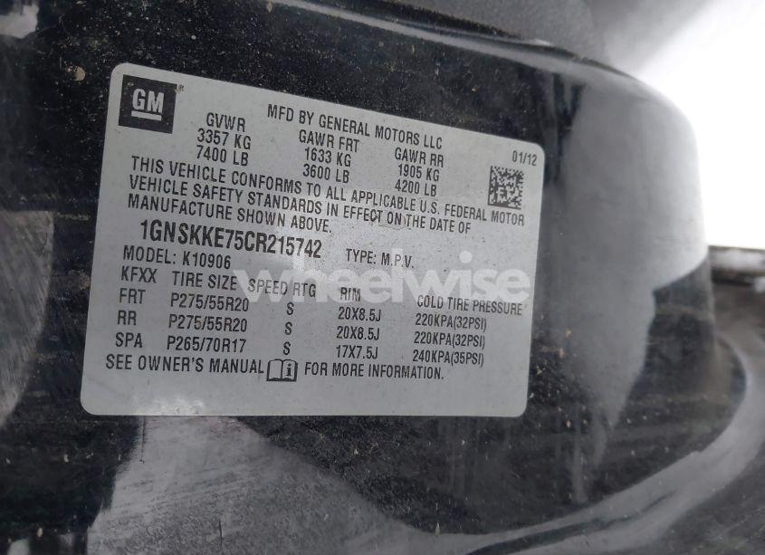 Photo 9 of 2012 Chevrolet Suburban 1500 LTZ (VIN 1GNSKKE75CR215742)