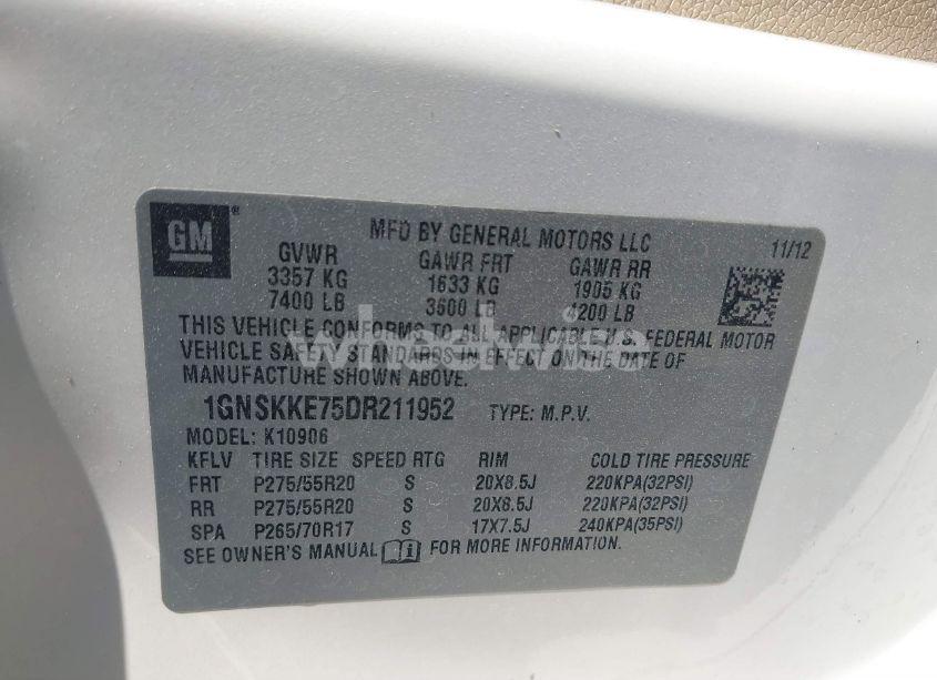 Photo 9 of 2013 Chevrolet Suburban 1500 LTZ (VIN 1GNSKKE75DR211952)