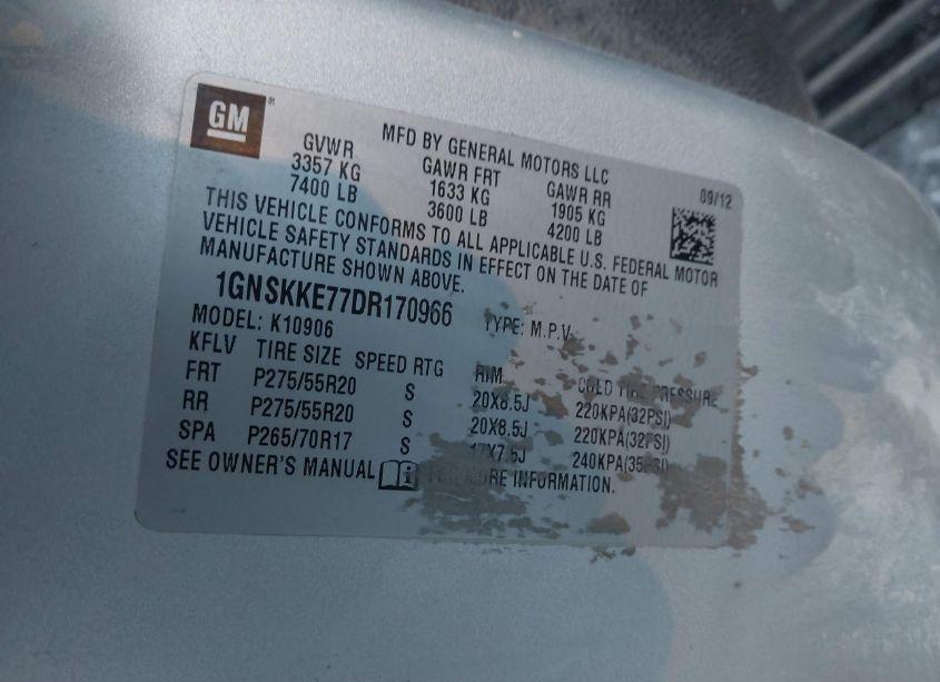 Photo 9 of 2013 Chevrolet Suburban 1500 LTZ (VIN 1GNSKKE77DR170966)