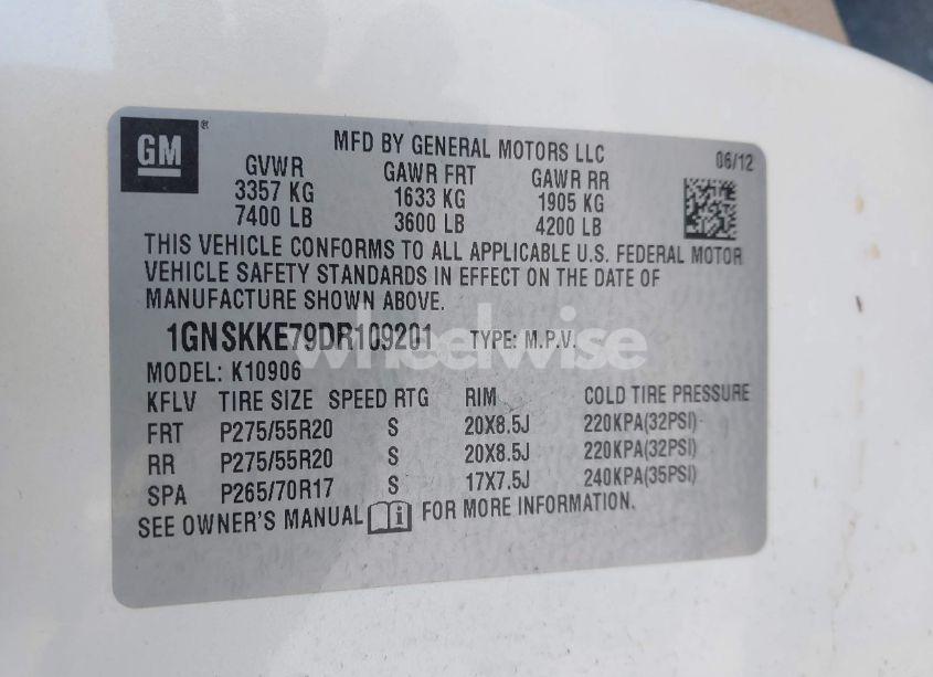 Photo 9 of 2013 Chevrolet Suburban 1500 LTZ (VIN 1GNSKKE79DR109201)