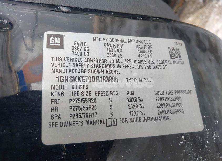 Photo 9 of 2013 Chevrolet Suburban 1500 LTZ (VIN 1GNSKKE79DR183895)