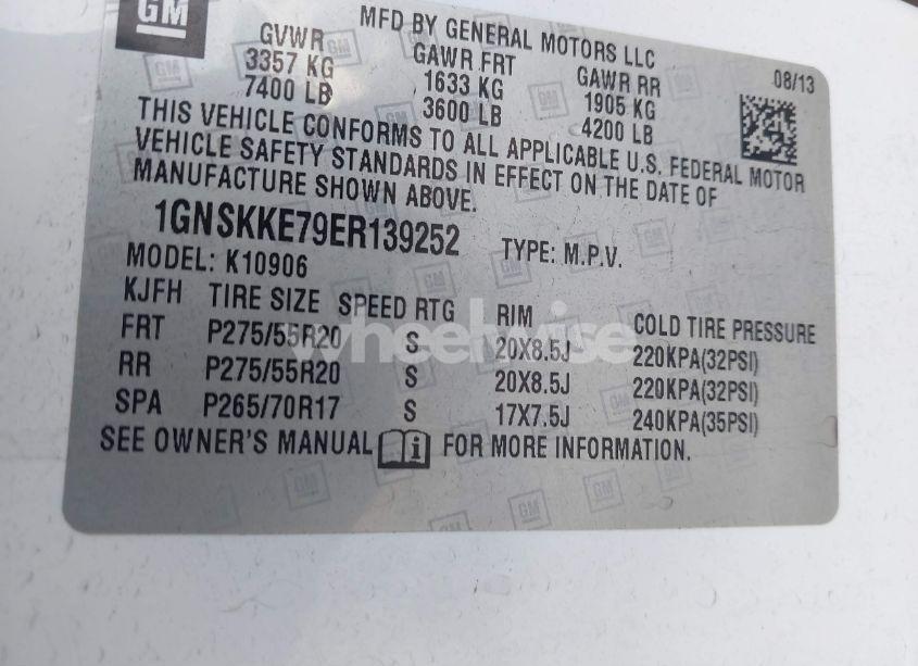 Photo 9 of 2014 Chevrolet Suburban 1500 LTZ (VIN 1GNSKKE79ER139252)