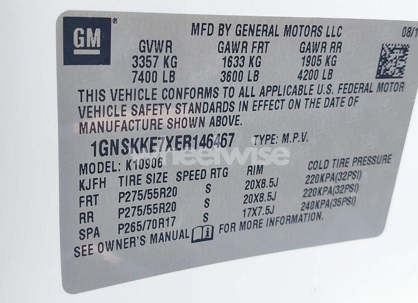 Photo 9 of 2014 Chevrolet Suburban 1500 LTZ (VIN 1GNSKKE7XER146467)