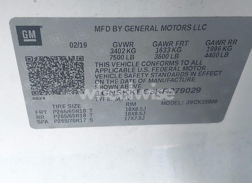 Photo 9 of 2019 Chevrolet Suburban COMMERCIAL FLEET (VIN 1GNSKKEC3KR279029)