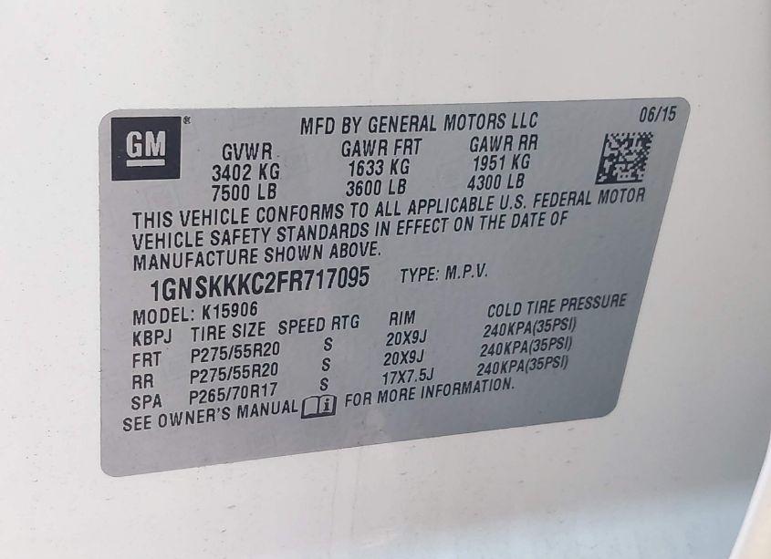 Photo 9 of 2015 Chevrolet Suburban 1500 LTZ (VIN 1GNSKKKC2FR717095)