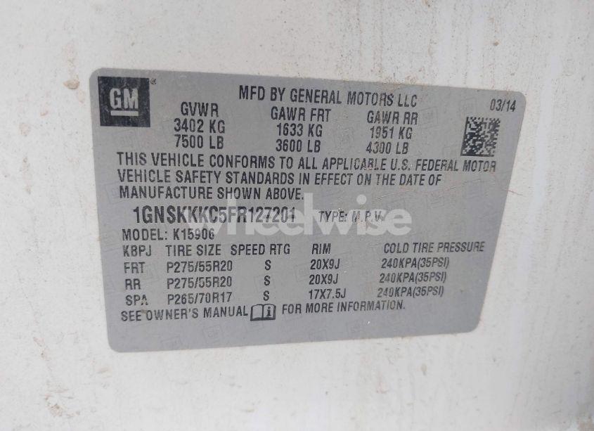 Photo 9 of 2015 Chevrolet Suburban 1500 LTZ (VIN 1GNSKKKC5FR127201)