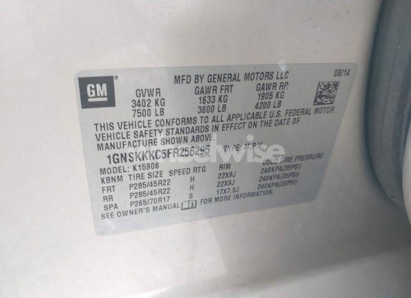 Photo 9 of 2015 Chevrolet Suburban 1500 LTZ (VIN 1GNSKKKC5FR256295)