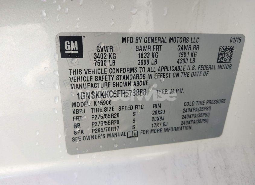 Photo 9 of 2015 Chevrolet Suburban 1500 LTZ (VIN 1GNSKKKC6FR573888)