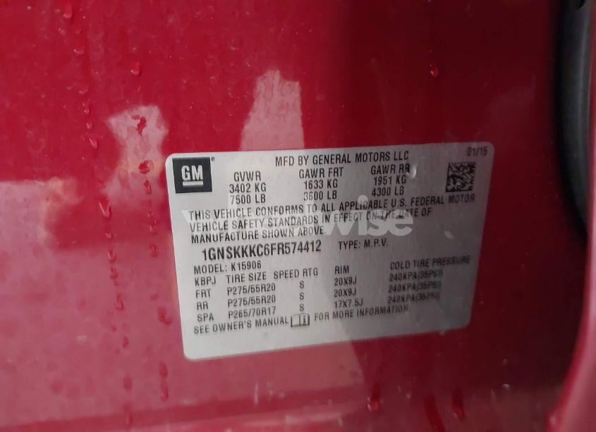 Photo 9 of 2015 Chevrolet Suburban 1500 LTZ (VIN 1GNSKKKC6FR574412)