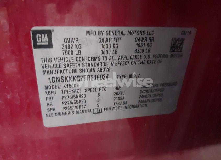 Photo 9 of 2015 Chevrolet Suburban 1500 LTZ (VIN 1GNSKKKC7FR218034)