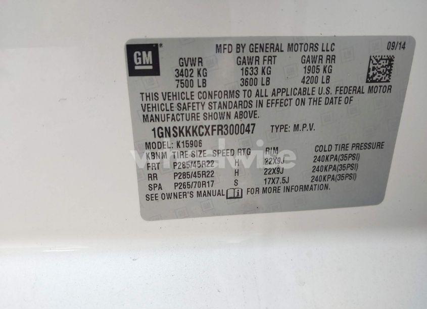 Photo 9 of 2015 Chevrolet Suburban 1500 LTZ (VIN 1GNSKKKCXFR300047)