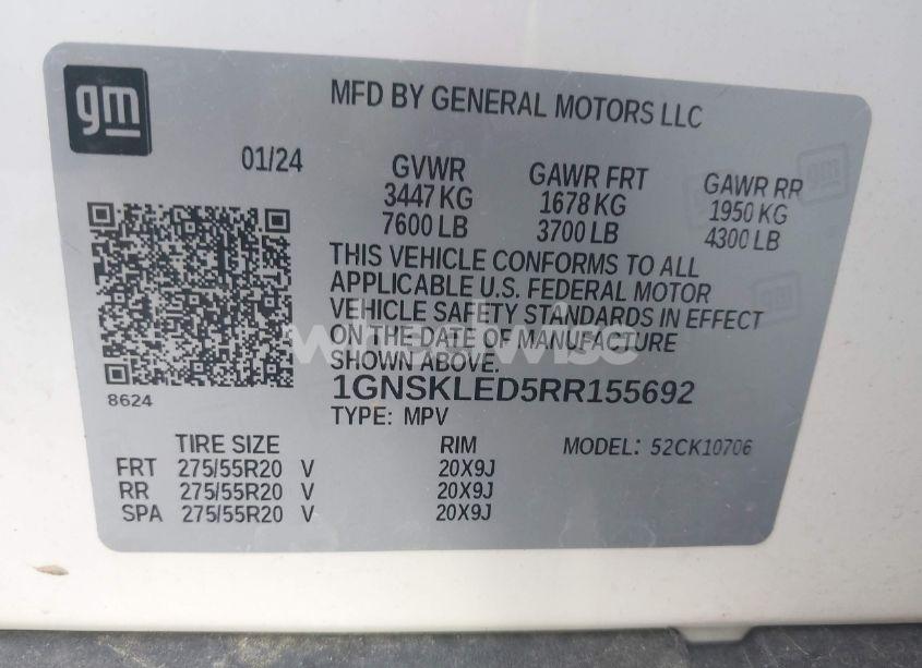 Photo 9 of 2024 Chevrolet Tahoe 4WD COMMERCIAL (VIN 1GNSKLED5RR155692)