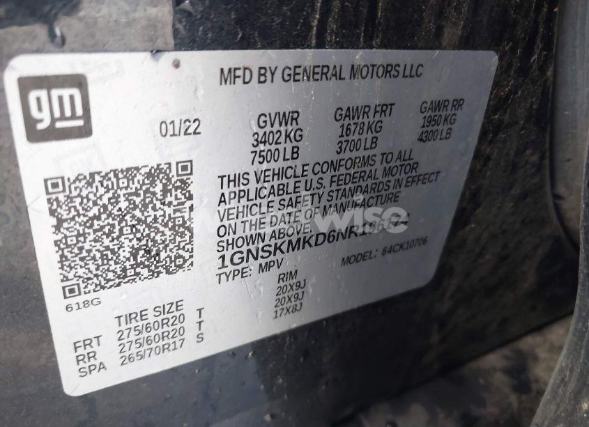 Photo 9 of 2022 Chevrolet Tahoe 4WD LS (VIN 1GNSKMKD6NR196174)