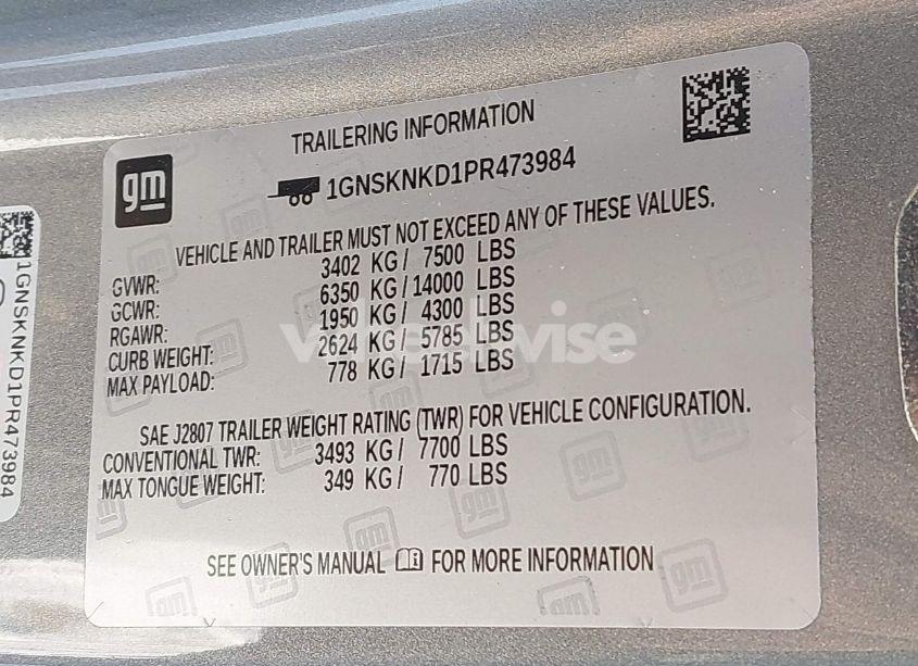 Photo 9 of 2023 Chevrolet Tahoe 4WD LT (VIN 1GNSKNKD1PR473984)