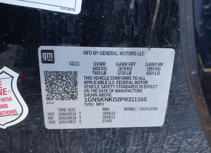 Photo 9 of 2023 Chevrolet Tahoe 4WD LT (VIN 1GNSKNKD2PR311555)