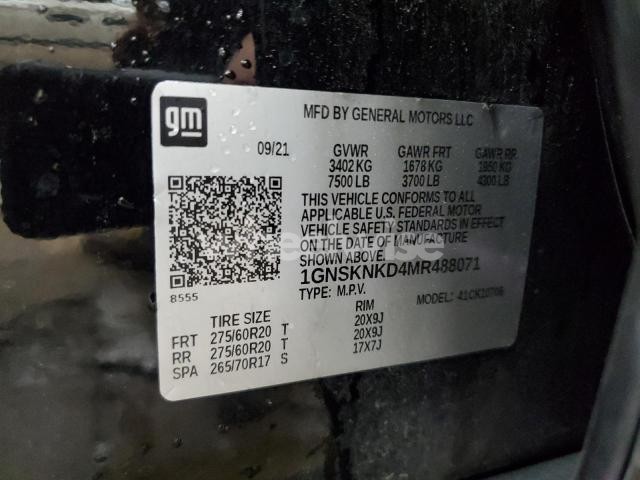 Photo 13 of 2021 CHEVROLET TAHOE K1500 LT (VIN 1GNSKNKD4MR488071)