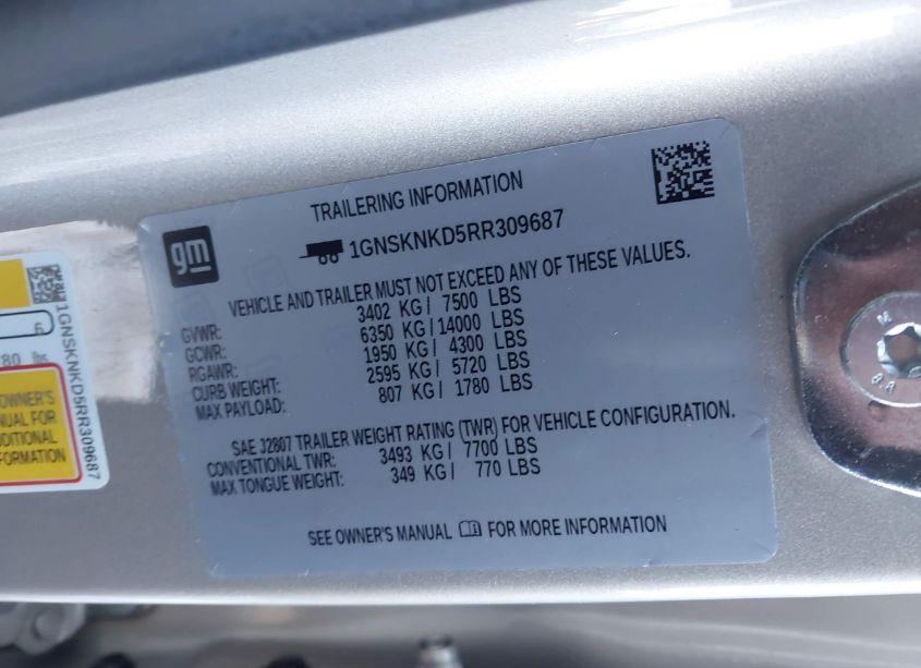 Photo 9 of 2024 Chevrolet Tahoe 4WD LT (VIN 1GNSKNKD5RR309687)