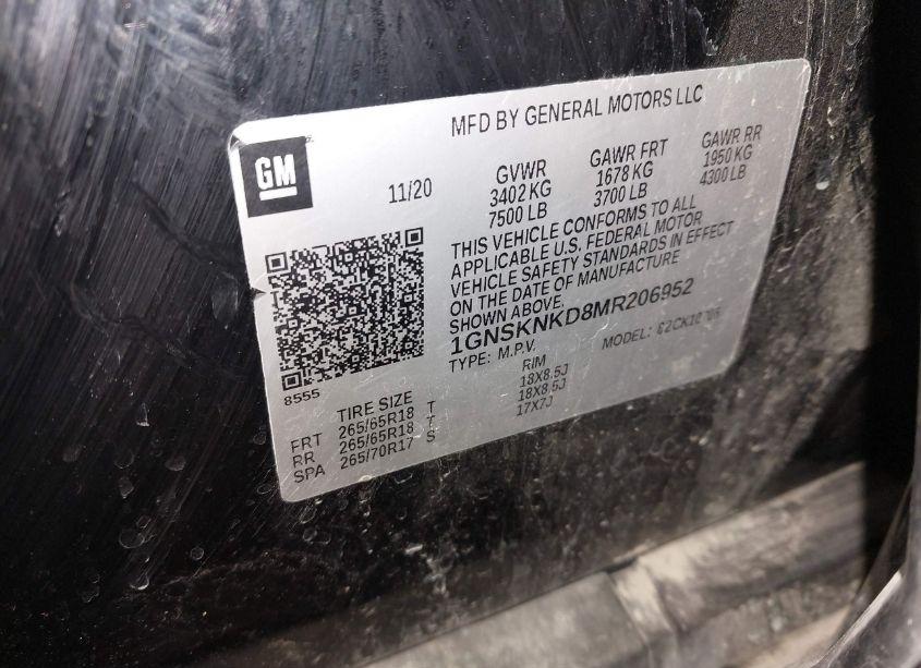 Photo 8 of 2021 Chevrolet Tahoe 4WD LT (VIN 1GNSKNKD8MR206952)