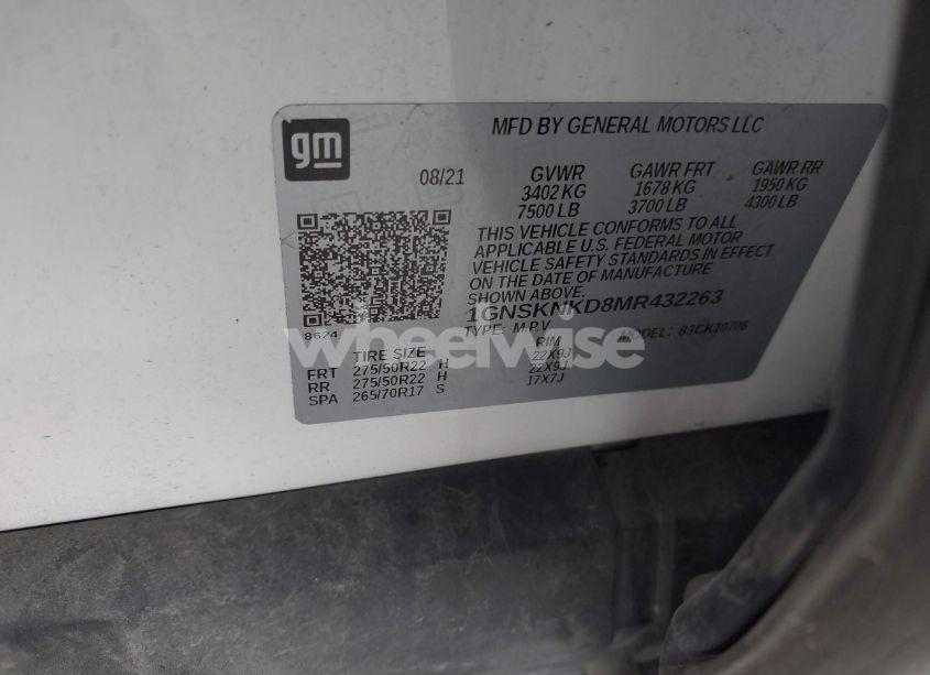 Photo 9 of 2021 Chevrolet Tahoe 4WD LT (VIN 1GNSKNKD8MR432263)