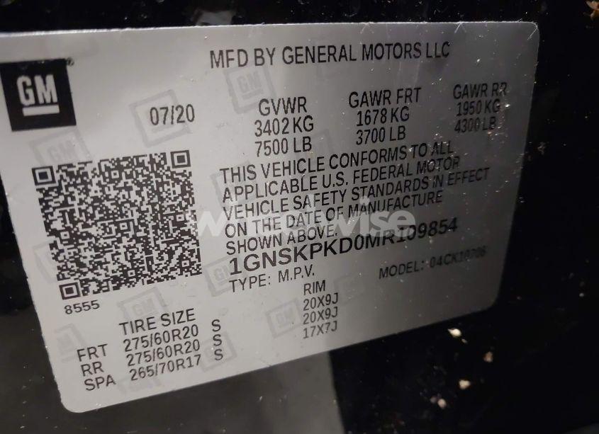 Photo 9 of 2021 Chevrolet Tahoe 4WD Z71 (VIN 1GNSKPKD0MR109854)