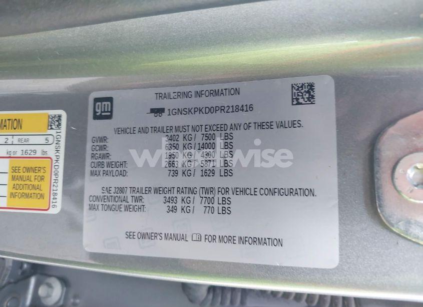 Photo 9 of 2023 Chevrolet Tahoe 4WD Z71 (VIN 1GNSKPKD0PR218416)