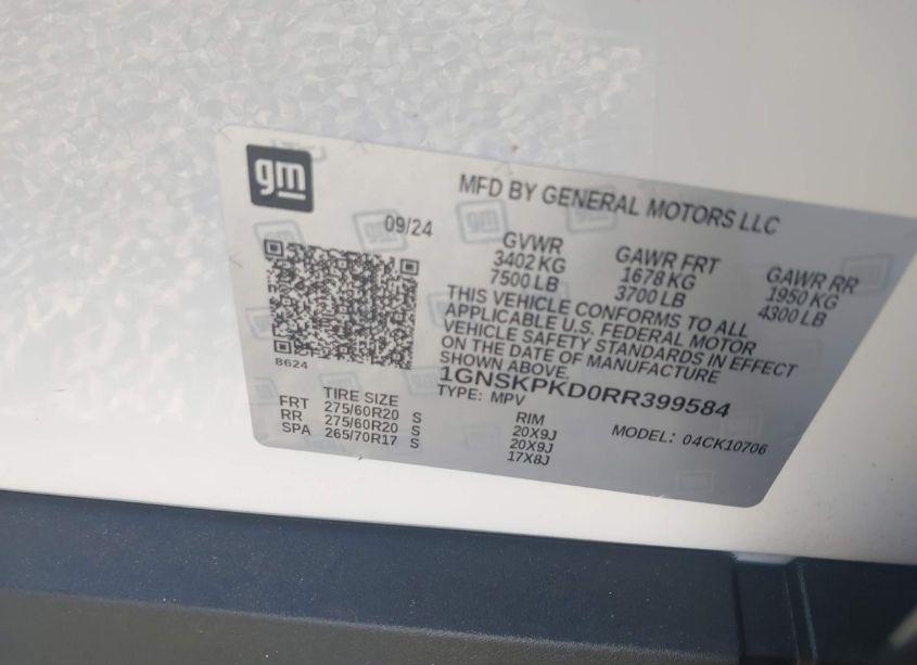 Photo 9 of 2024 Chevrolet Tahoe 4WD Z71 (VIN 1GNSKPKD0RR399584)