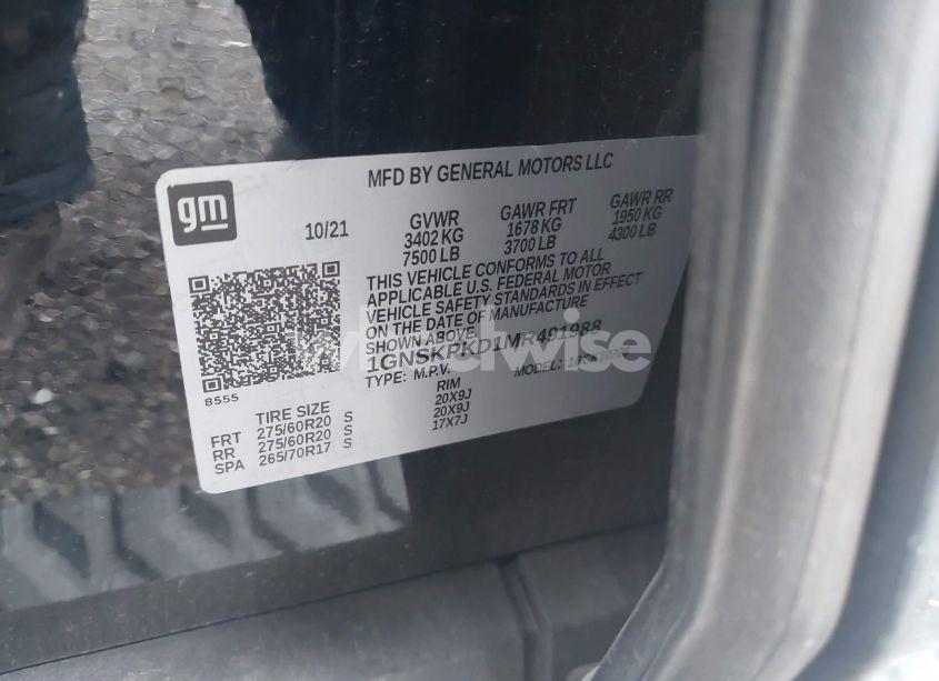 Photo 9 of 2021 Chevrolet Tahoe 4WD Z71 (VIN 1GNSKPKD1MR491988)