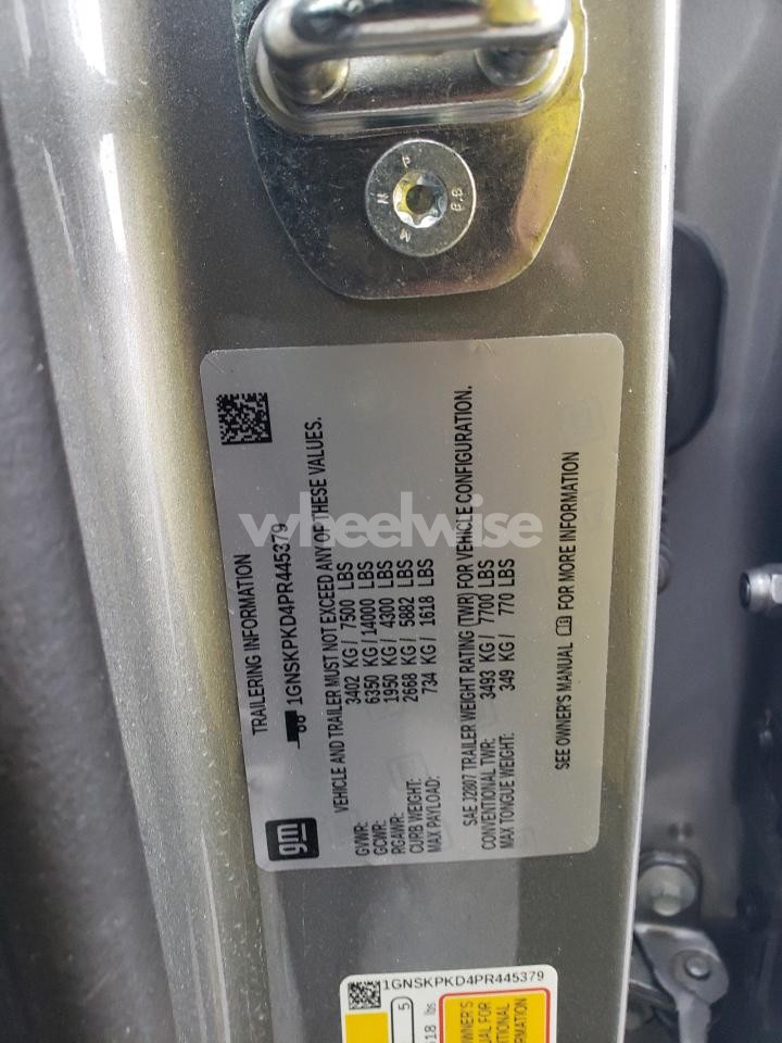 Photo 12 of 2023 CHEVROLET TAHOE K1500 Z71 (VIN 1GNSKPKD4PR445379)