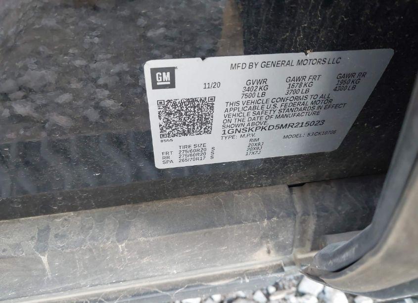 Photo 9 of 2021 Chevrolet Tahoe 4WD Z71 (VIN 1GNSKPKD5MR215023)