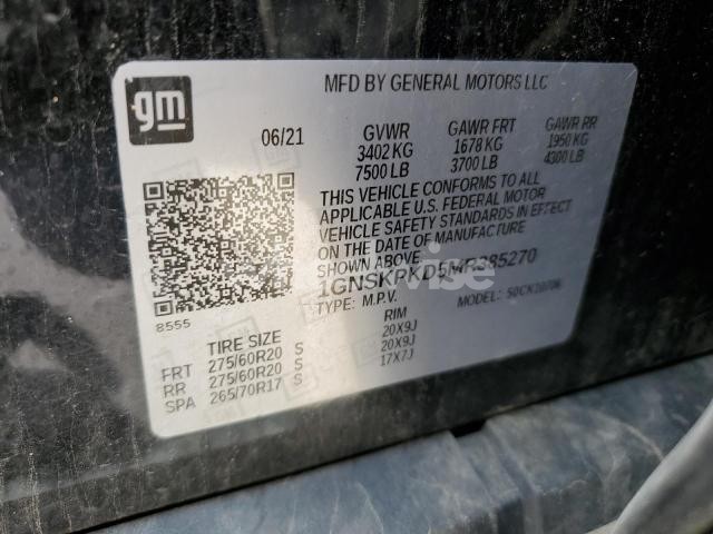 Photo 12 of 2021 CHEVROLET TAHOE K1500 Z71 (VIN 1GNSKPKD5MR385270)