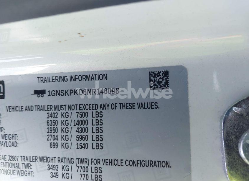 Photo 9 of 2022 Chevrolet Tahoe 4WD Z71 (VIN 1GNSKPKD6NR146098)