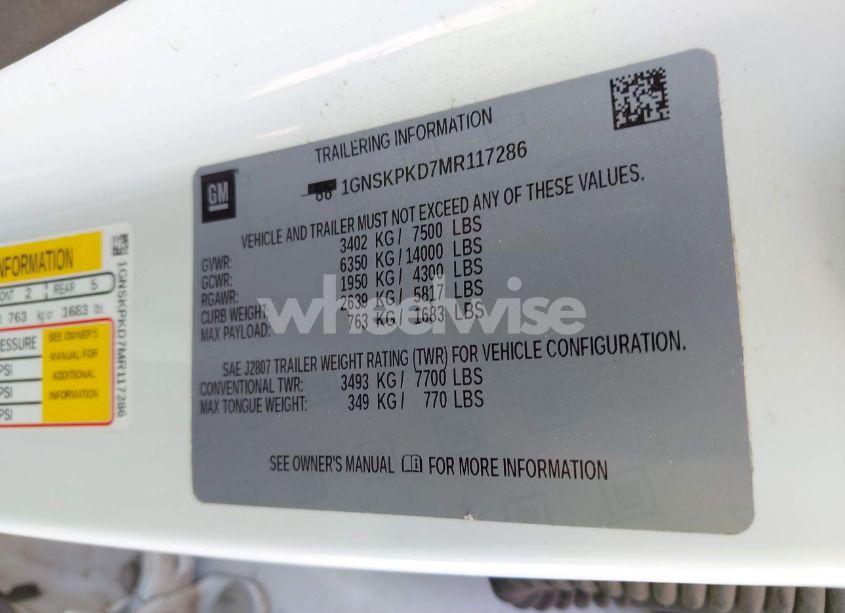 Photo 9 of 2021 Chevrolet Tahoe 4WD Z71 (VIN 1GNSKPKD7MR117286)