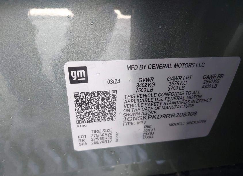 Photo 9 of 2024 Chevrolet Tahoe 4WD Z71 (VIN 1GNSKPKD9RR208308)