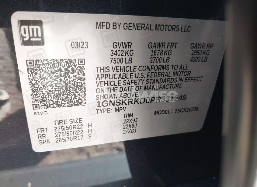 Photo 9 of 2023 Chevrolet Tahoe 4WD RST (VIN 1GNSKRKD0PR331245)