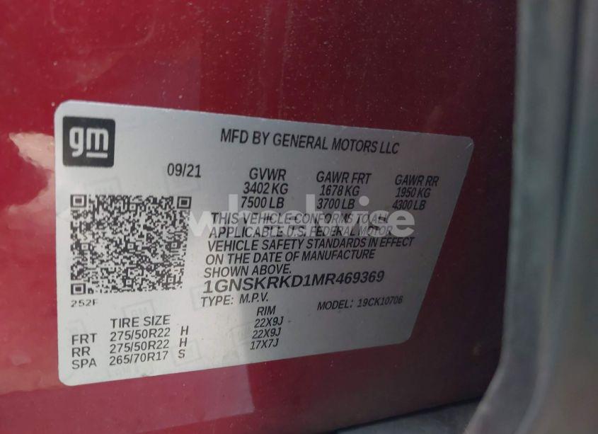 Photo 9 of 2021 Chevrolet Tahoe RST (VIN 1GNSKRKD1MR469369)