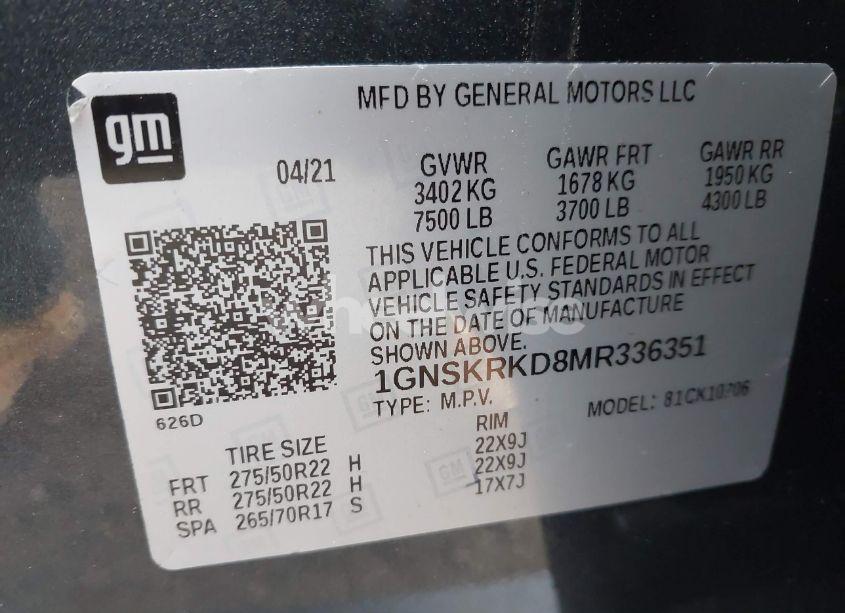 Photo 9 of 2021 Chevrolet Tahoe RST (VIN 1GNSKRKD8MR336351)