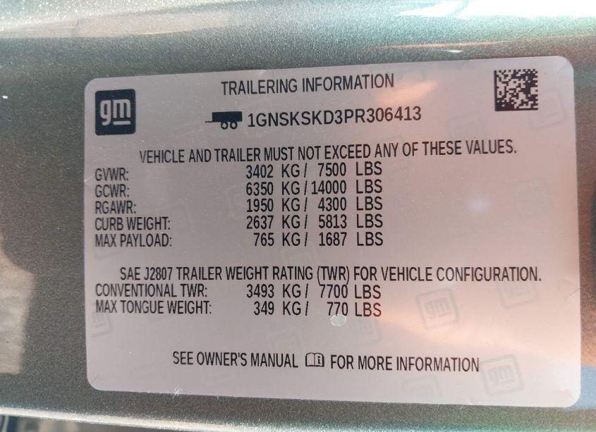 Photo 9 of 2023 Chevrolet Tahoe 4WD PREMIER (VIN 1GNSKSKD3PR306413)