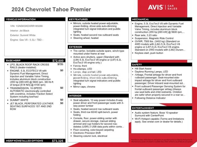 Photo 12 of 2024 CHEVROLET TAHOE K1500 PREMIER (VIN 1GNSKSKDXRR185088)