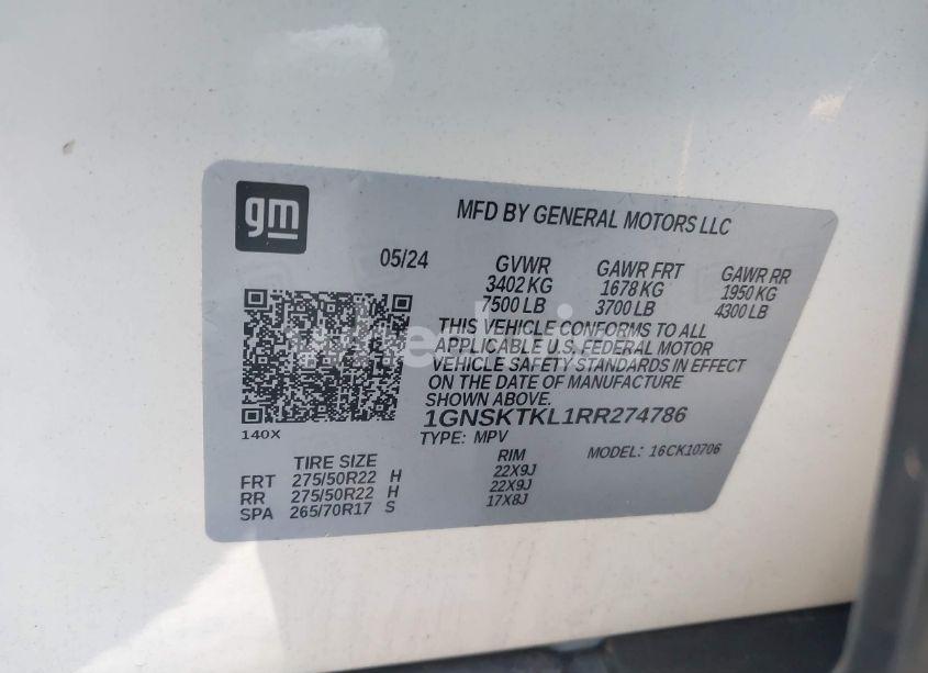 Photo 9 of 2024 Chevrolet Tahoe 4WD HIGH COUNTRY (VIN 1GNSKTKL1RR274786)