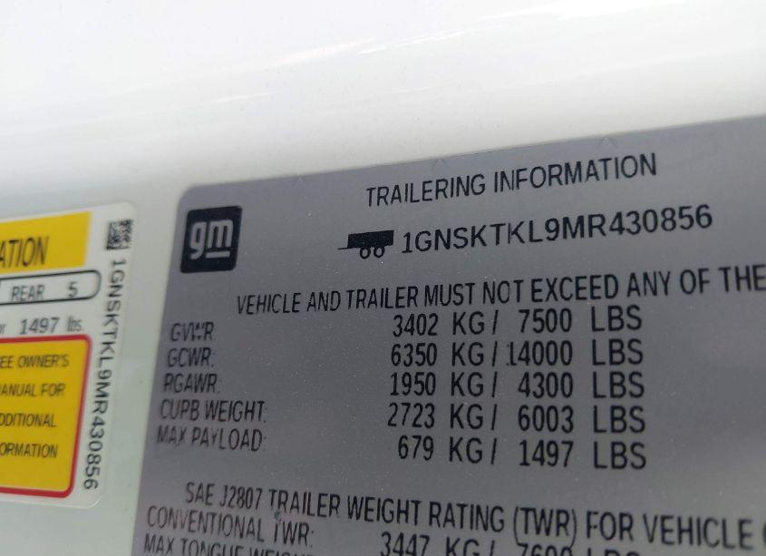 Photo 9 of 2021 Chevrolet Tahoe 4WD HIGH COUNTRY (VIN 1GNSKTKL9MR430856)