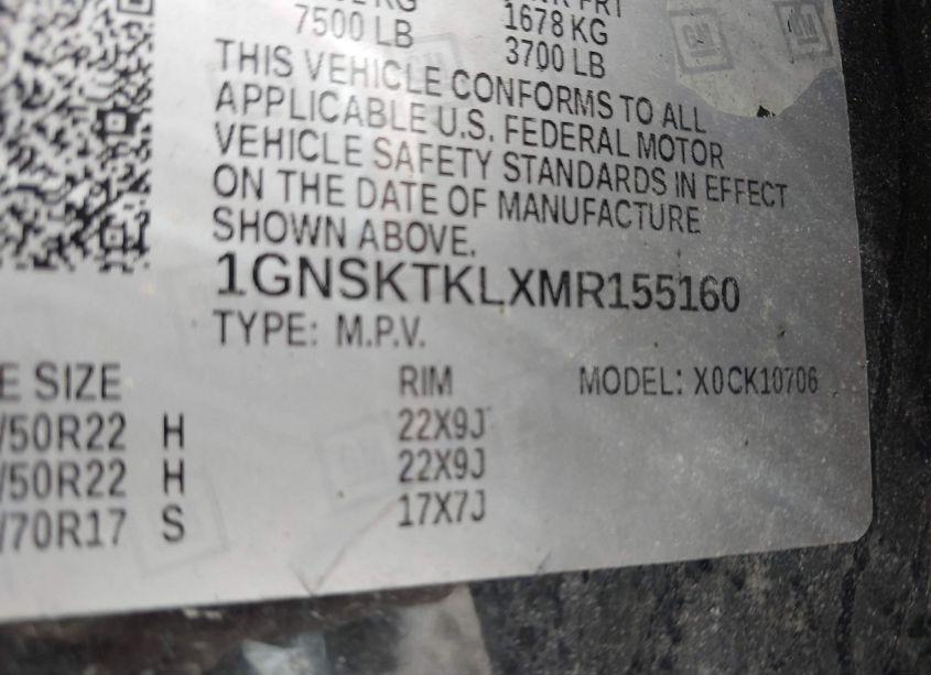 Photo 9 of 2021 Chevrolet Tahoe 4WD HIGH COUNTRY (VIN 1GNSKTKLXMR155160)