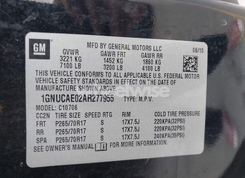 Photo 9 of 2010 Chevrolet Tahoe LS (VIN 1GNUCAE02AR277955)