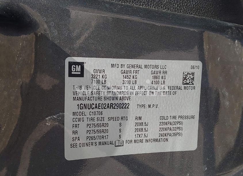 Photo 9 of 2010 Chevrolet Tahoe LS (VIN 1GNUCAE02AR290222)