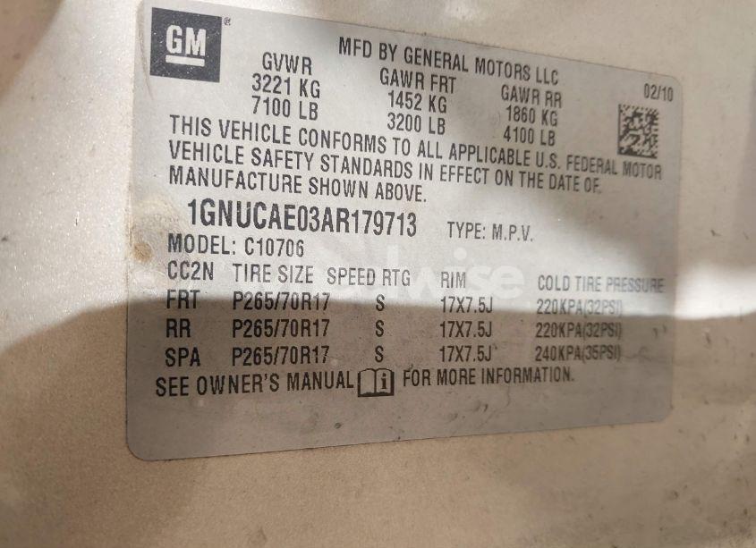 Photo 9 of 2010 Chevrolet Tahoe LS (VIN 1GNUCAE03AR179713)