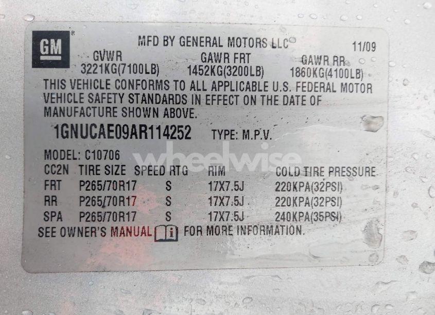 Photo 9 of 2010 Chevrolet Tahoe LS (VIN 1GNUCAE09AR114252)