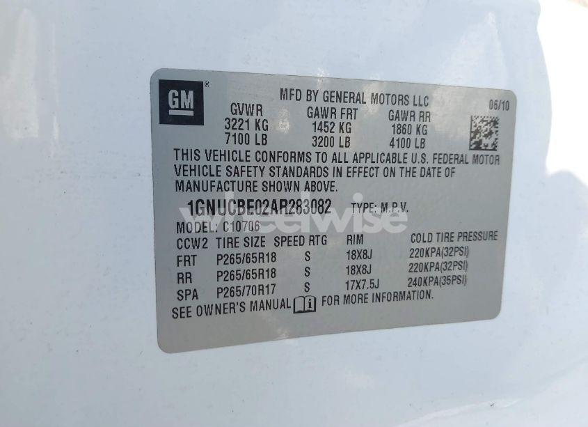 Photo 9 of 2010 Chevrolet Tahoe LT (VIN 1GNUCBE02AR283082)