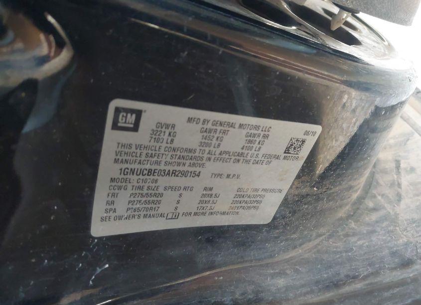 Photo 9 of 2010 Chevrolet Tahoe LT (VIN 1GNUCBE03AR290154)