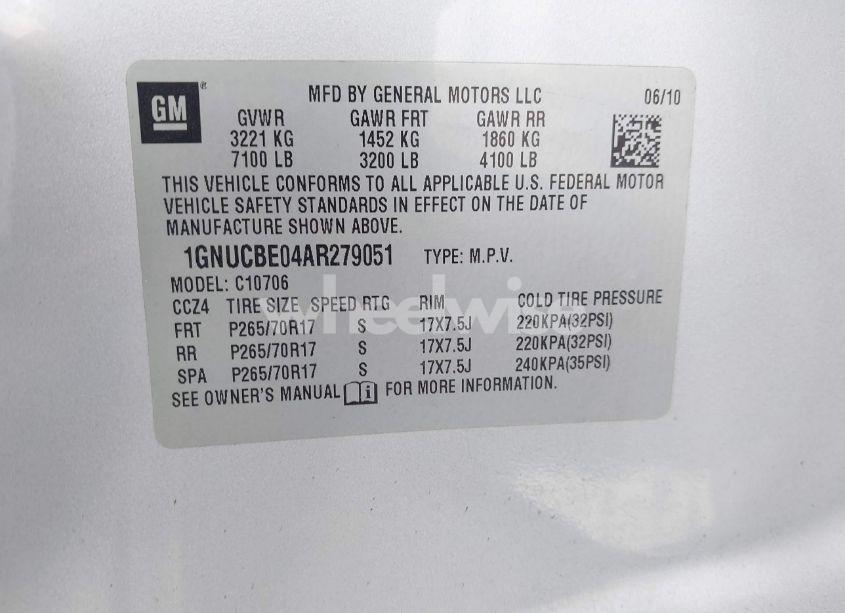 Photo 9 of 2010 Chevrolet Tahoe LT (VIN 1GNUCBE04AR279051)