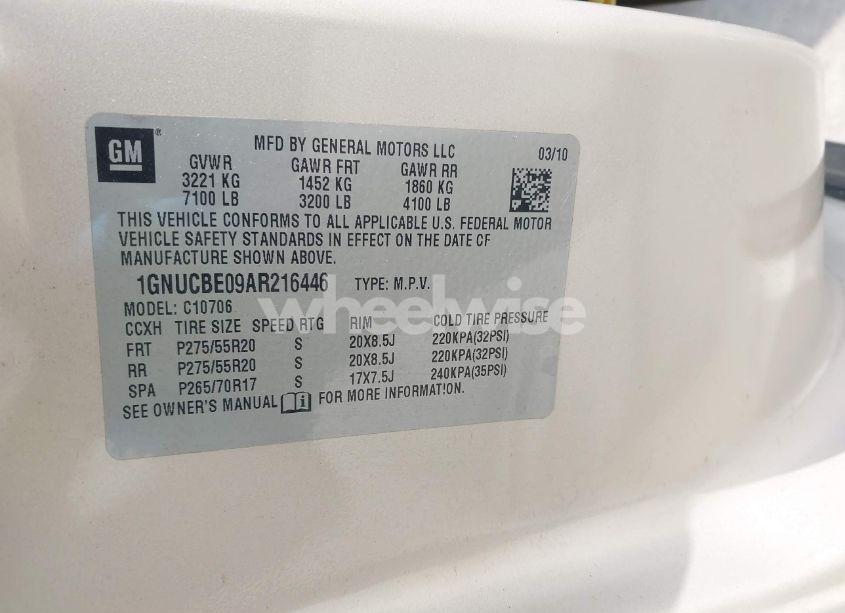 Photo 9 of 2010 Chevrolet Tahoe LT (VIN 1GNUCBE09AR216446)