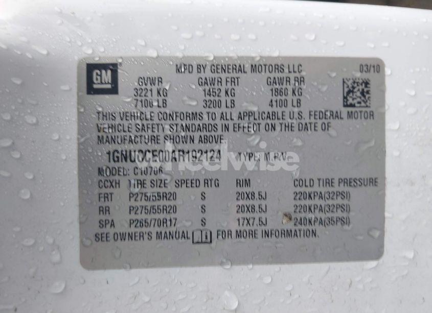 Photo 9 of 2010 Chevrolet Tahoe LTZ (VIN 1GNUCCE00AR192124)